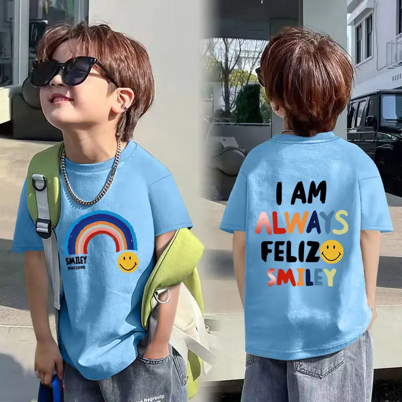 Boys Red Cotton T-Shirt with Dragon Back Design
