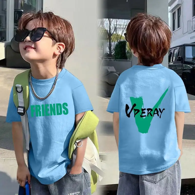 Boys Red Cotton T-Shirt with Dragon Back Design