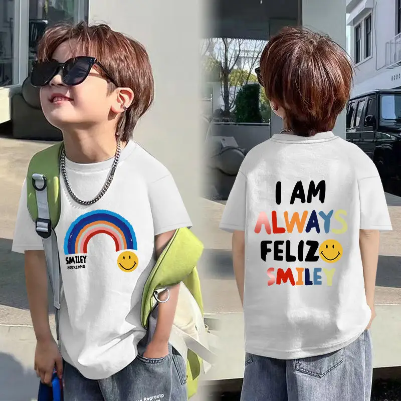 Boys Red Cotton T-Shirt with Dragon Back Design
