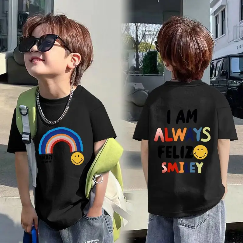 Boys Red Cotton T-Shirt with Dragon Back Design