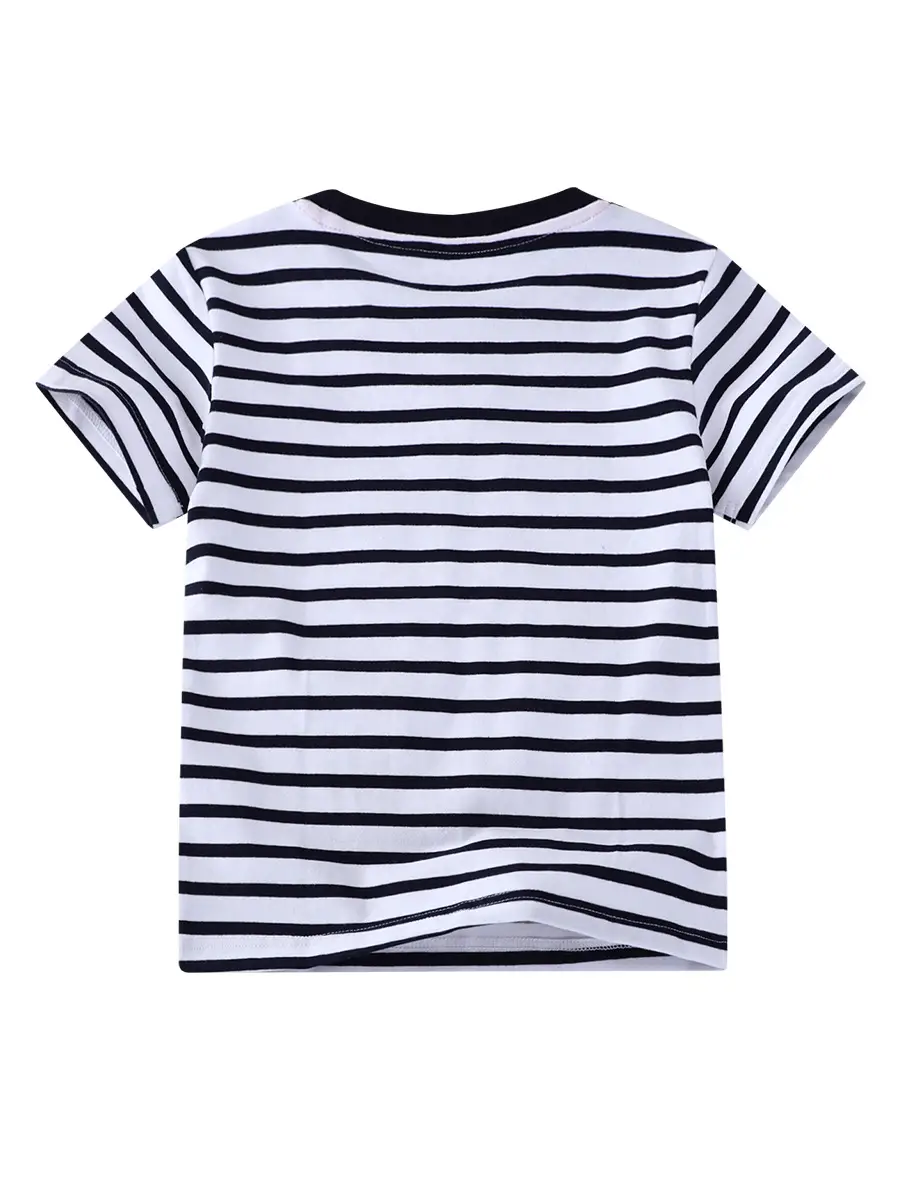 2025 Kids Dinosaur Striped T-Shirt Boys Summer Wear