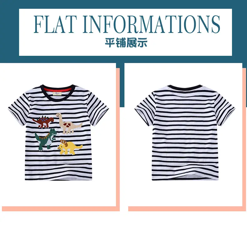2025 Kids Dinosaur Striped T-Shirt Boys Summer Wear — feature 3