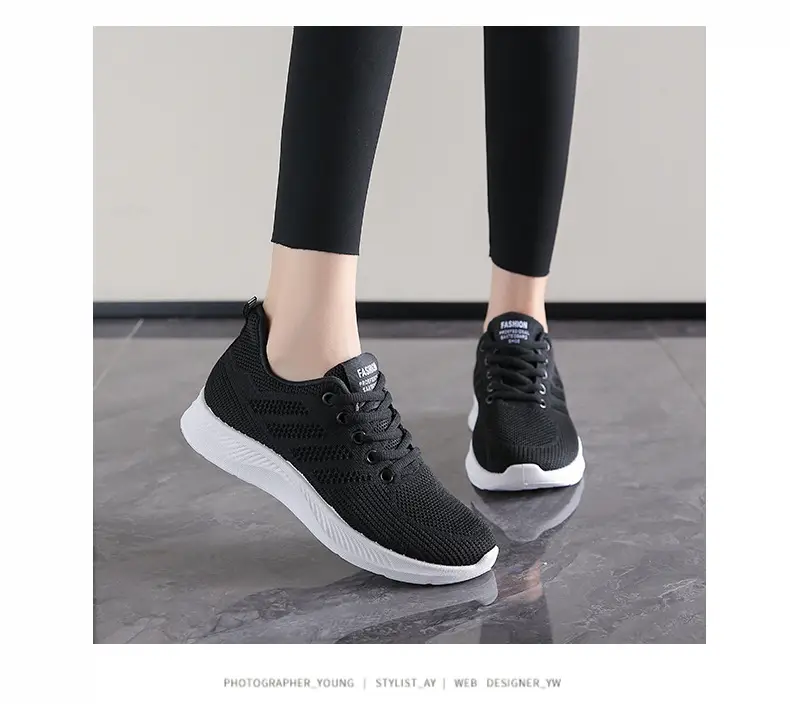 Shoes women 2025 casual soft bottom sneaker breathable single shoes fly woven mesh shoes wholesale generation running shoes women — feature 12