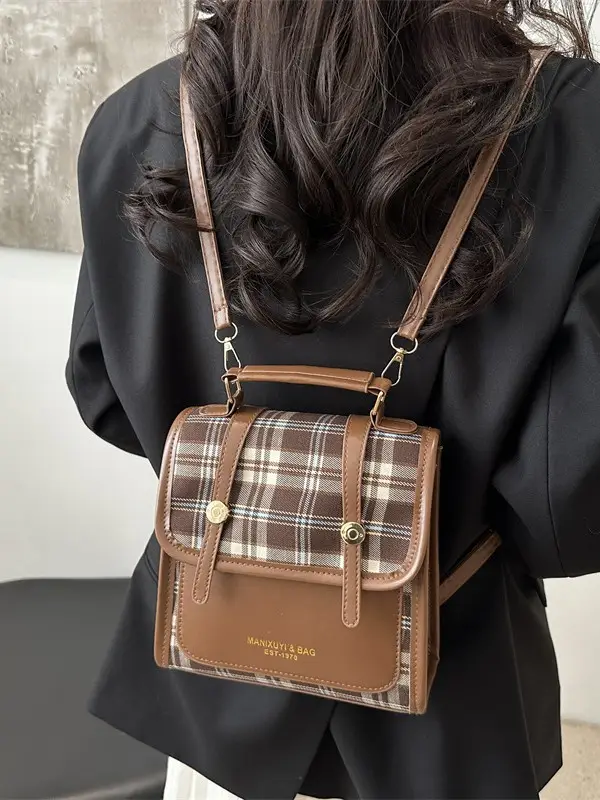 Vintage Plaid Shoulder Bag for Women 2025 New Autumn Winter - Image 4