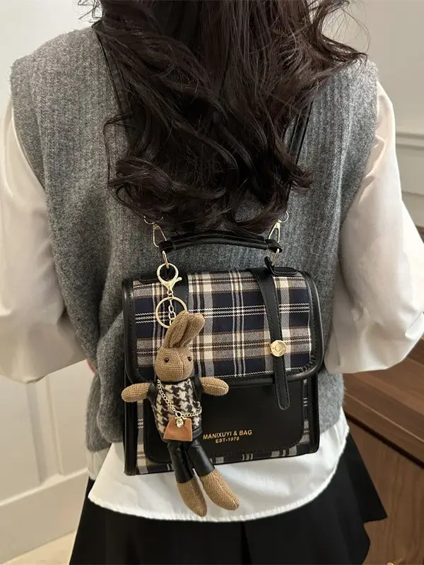 Vintage Plaid Shoulder Bag for Women 2025 New Autumn Winter - Image 5