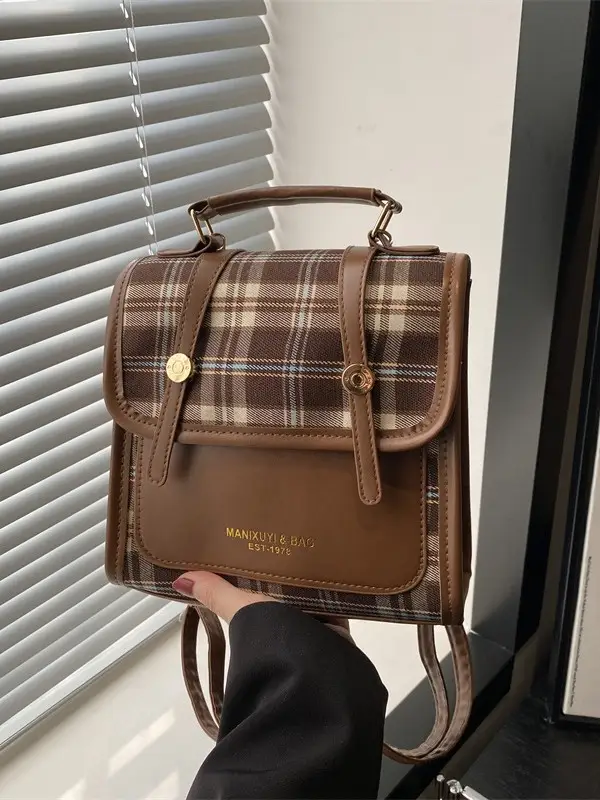 Vintage Plaid Shoulder Bag for Women 2025 New Autumn Winter - Image 6