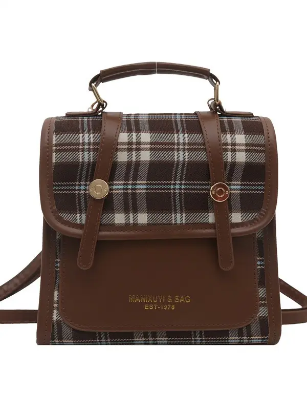 Vintage Plaid Shoulder Bag for Women 2025 New Autumn Winter - Image 7