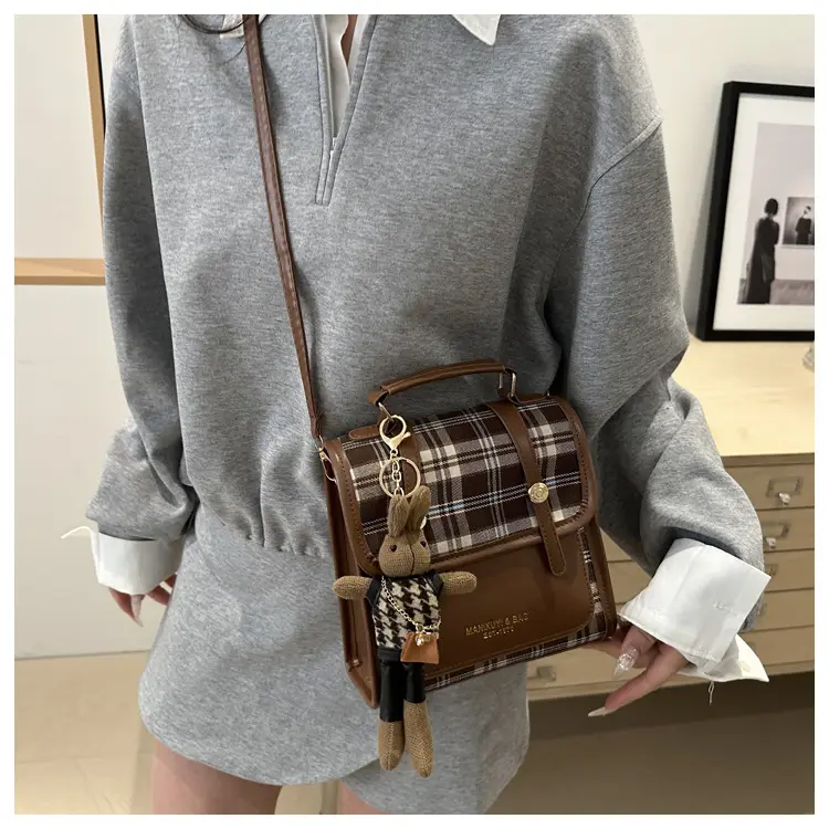 Vintage Plaid Shoulder Bag for Women 2025 New Autumn Winter — feature 14