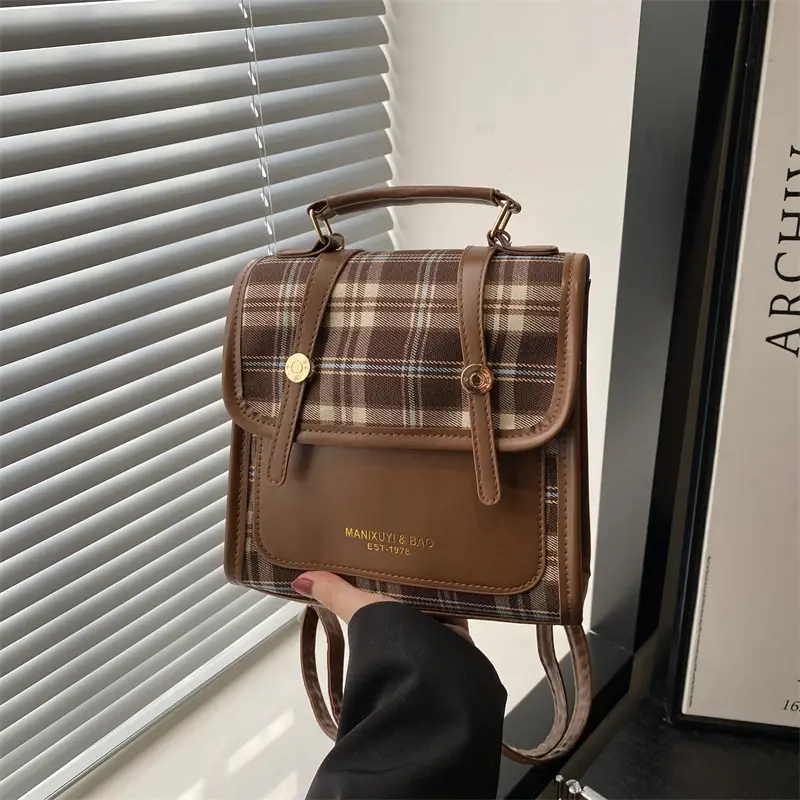 Vintage Plaid Shoulder Bag for Women 2025 New Autumn Winter - Image 2