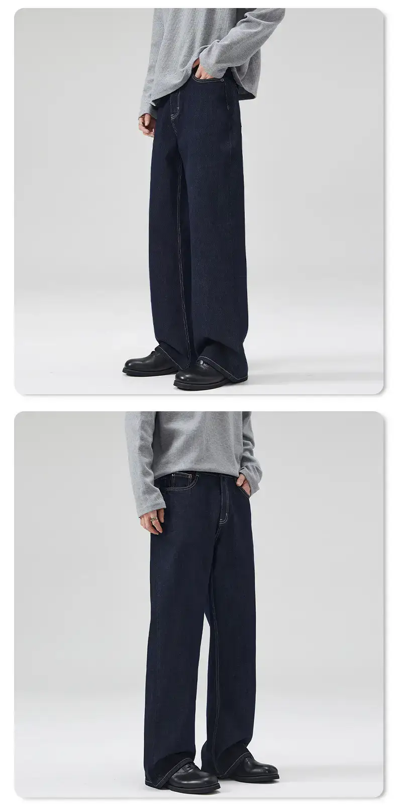 Dark Blue Cattle Jeans for Men Loose Classic Fit — feature 11