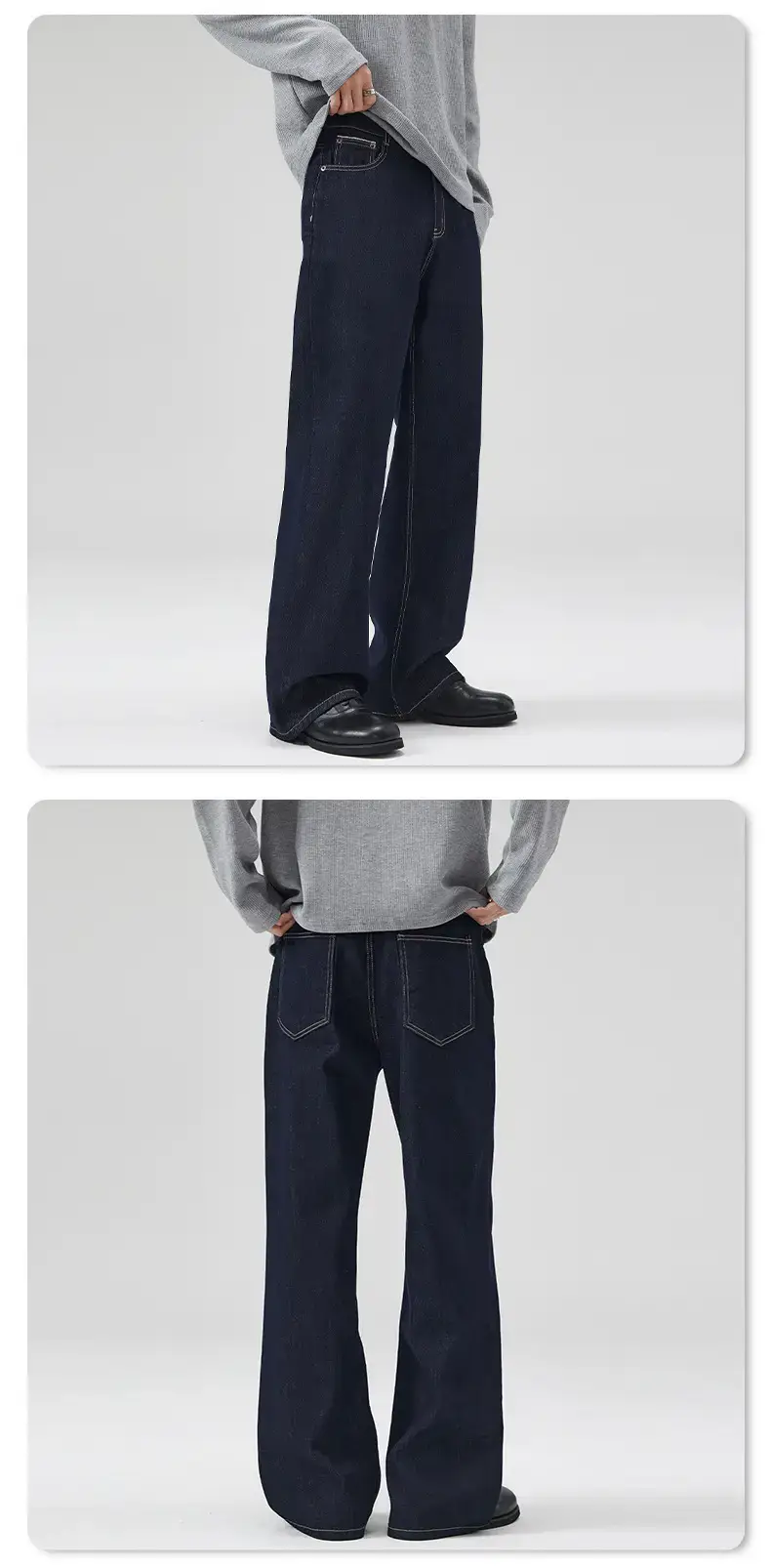 Dark Blue Cattle Jeans for Men Loose Classic Fit — feature 12