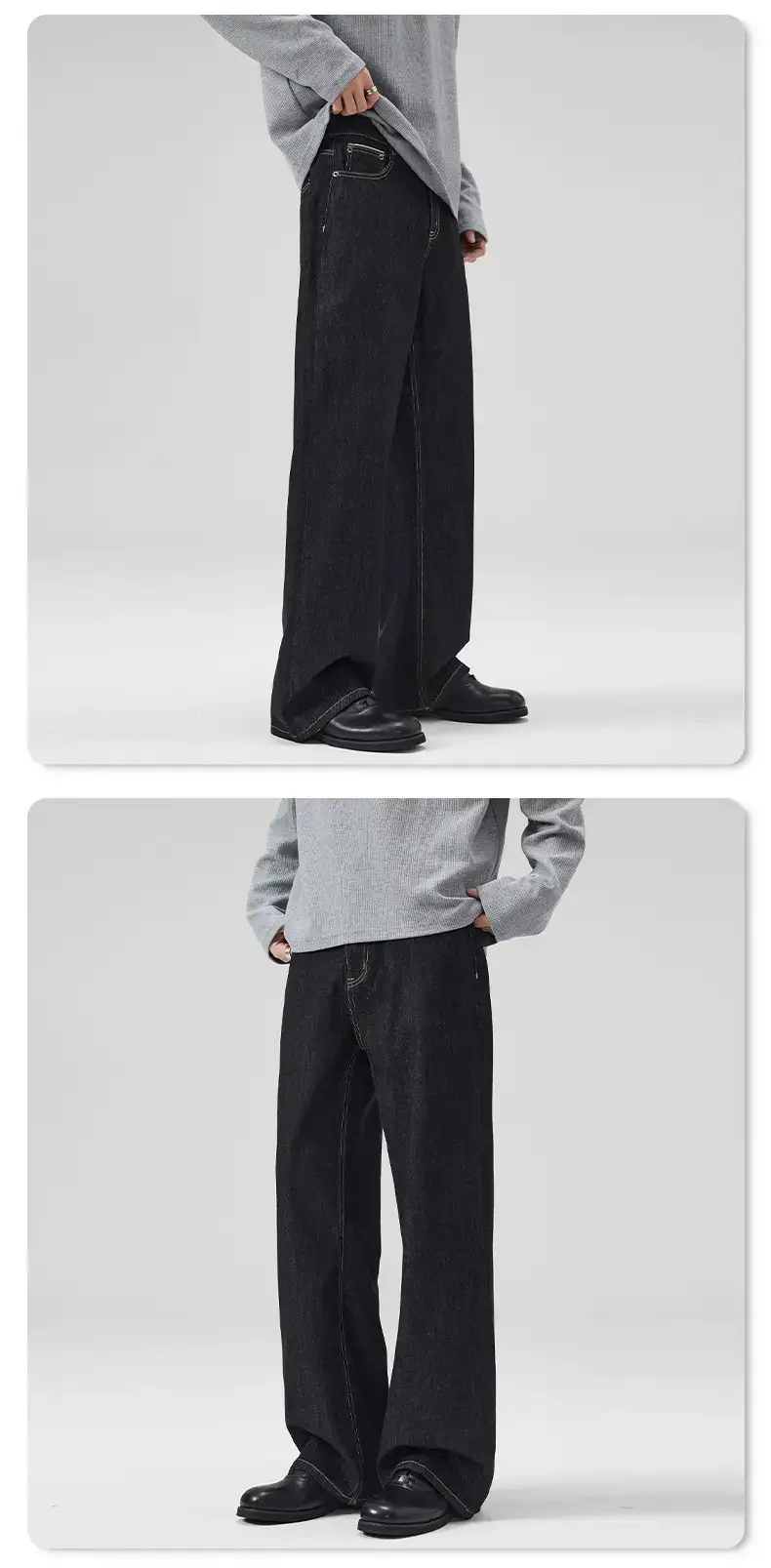Dark Blue Cattle Jeans for Men Loose Classic Fit — feature 14