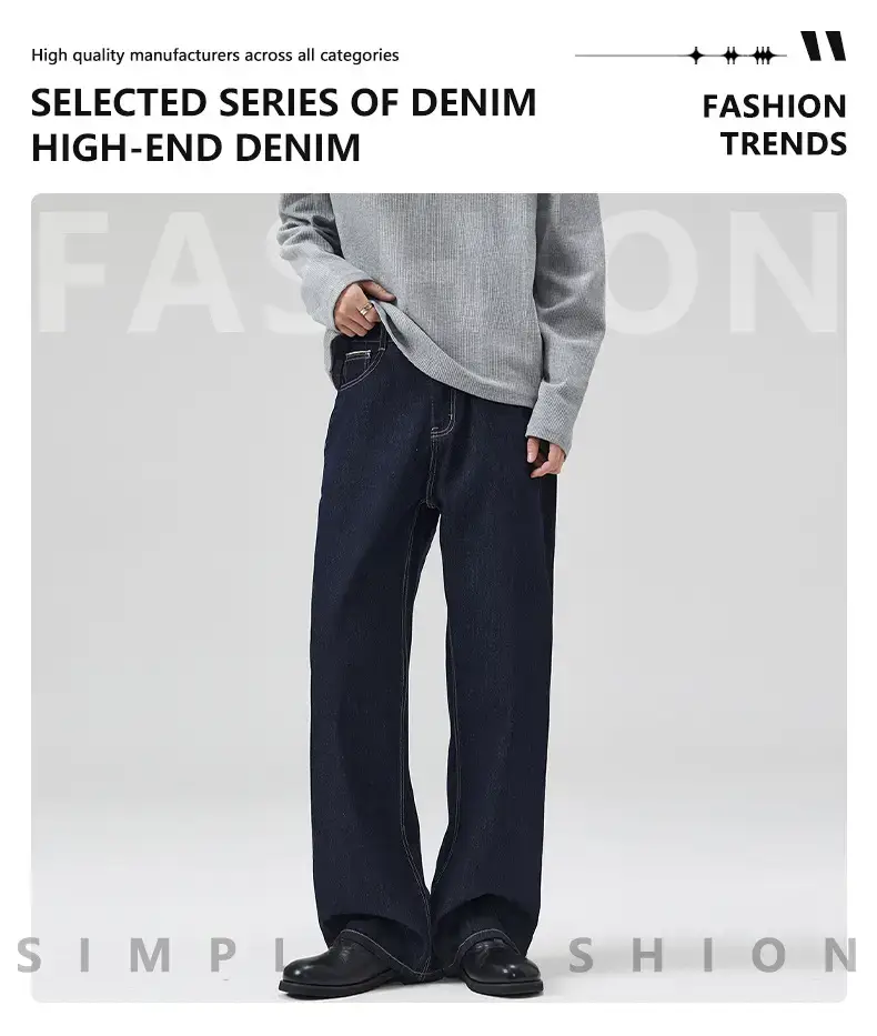 Dark Blue Cattle Jeans for Men Loose Classic Fit — feature 3
