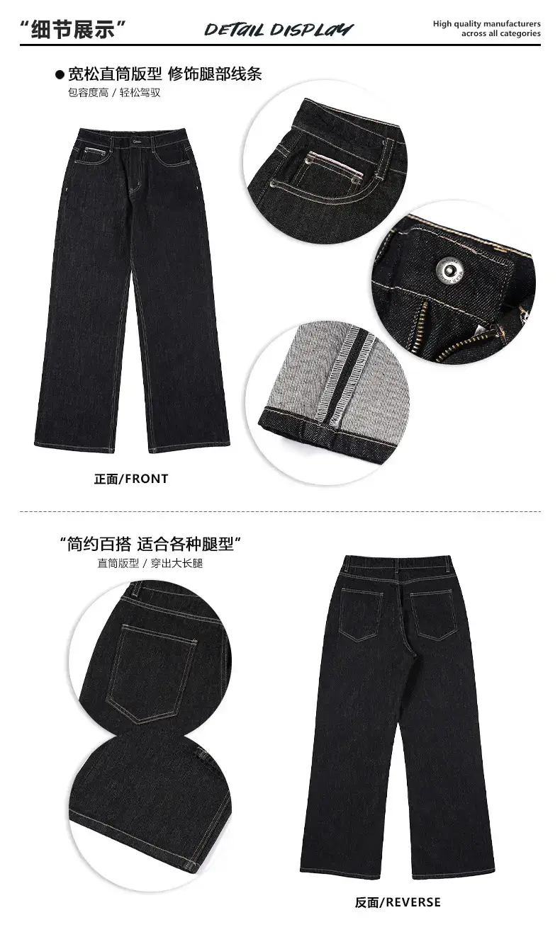 Dark Blue Cattle Jeans for Men Loose Classic Fit — feature 5