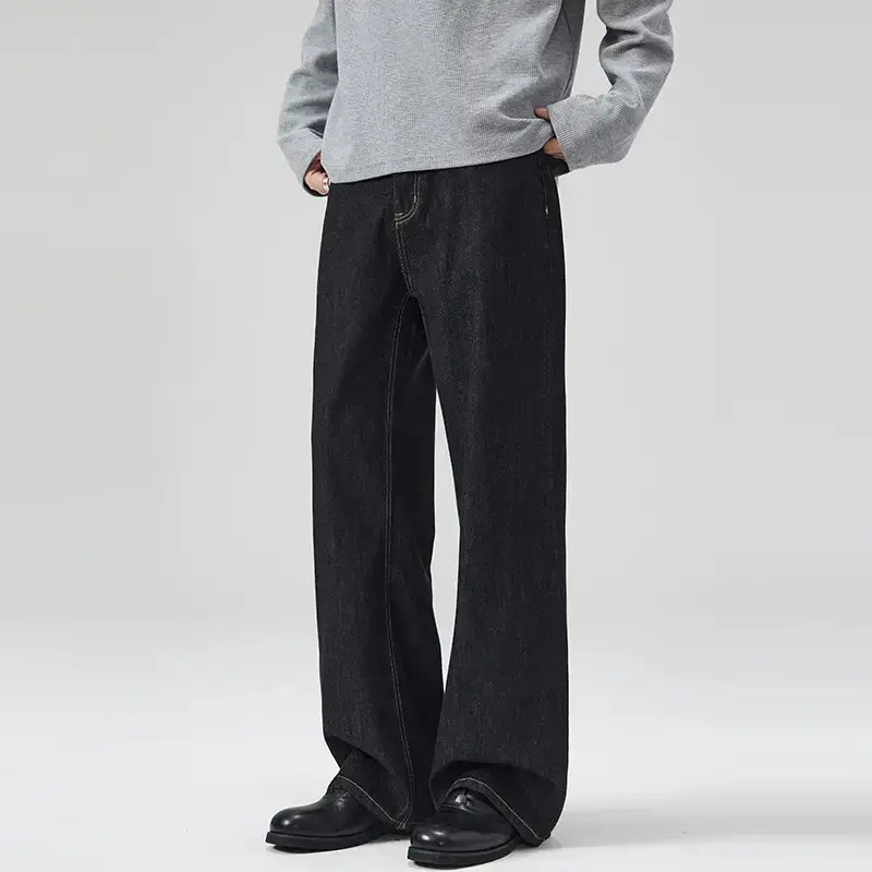 Dark Blue Cattle Jeans for Men Loose Classic Fit