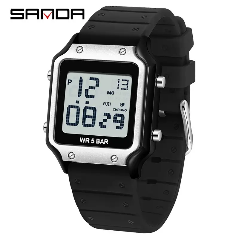 Sanda Multifunctional Square Watch for Students Waterproof Sports Fashion - Image 2