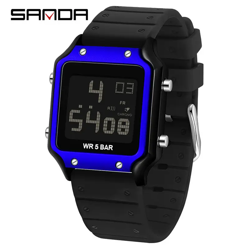 Sanda Multifunctional Square Watch for Students Waterproof Sports Fashion - Image 5