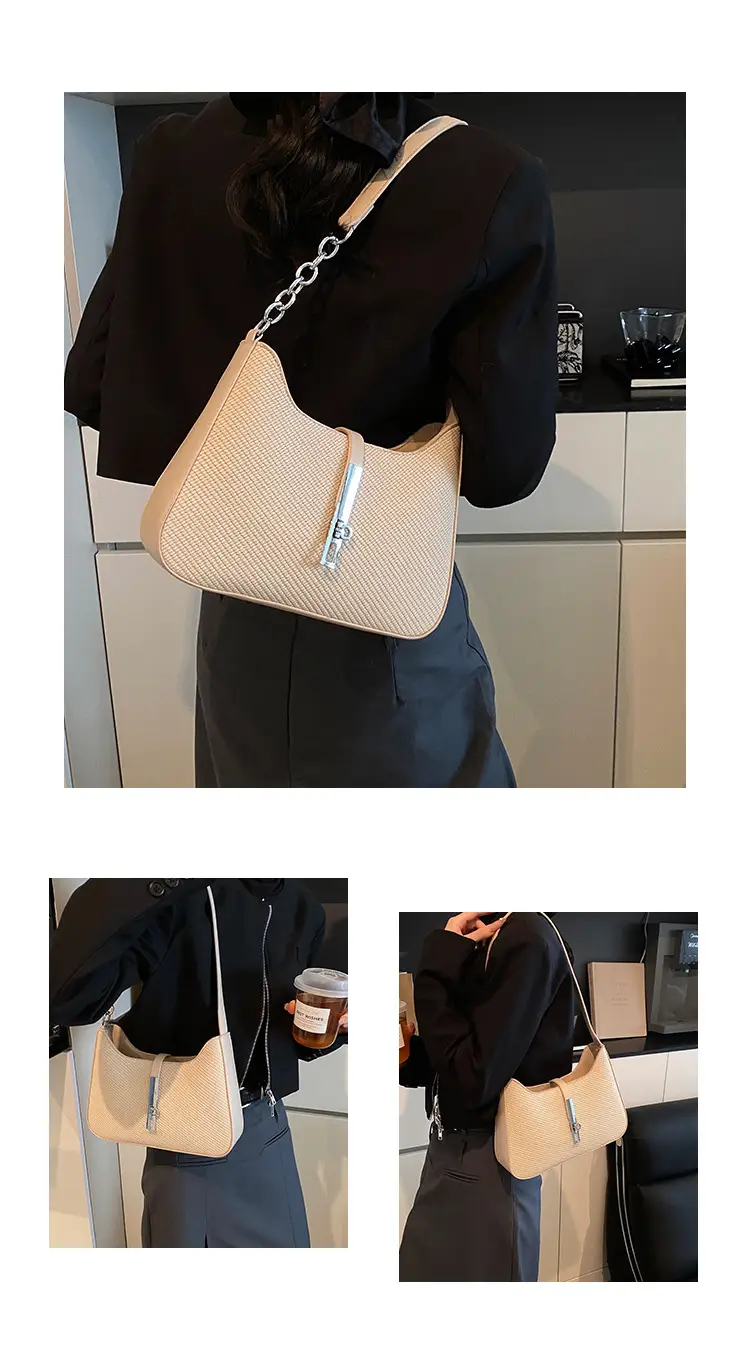 Black Textured Shoulder Bag with Chain Strap — feature 13
