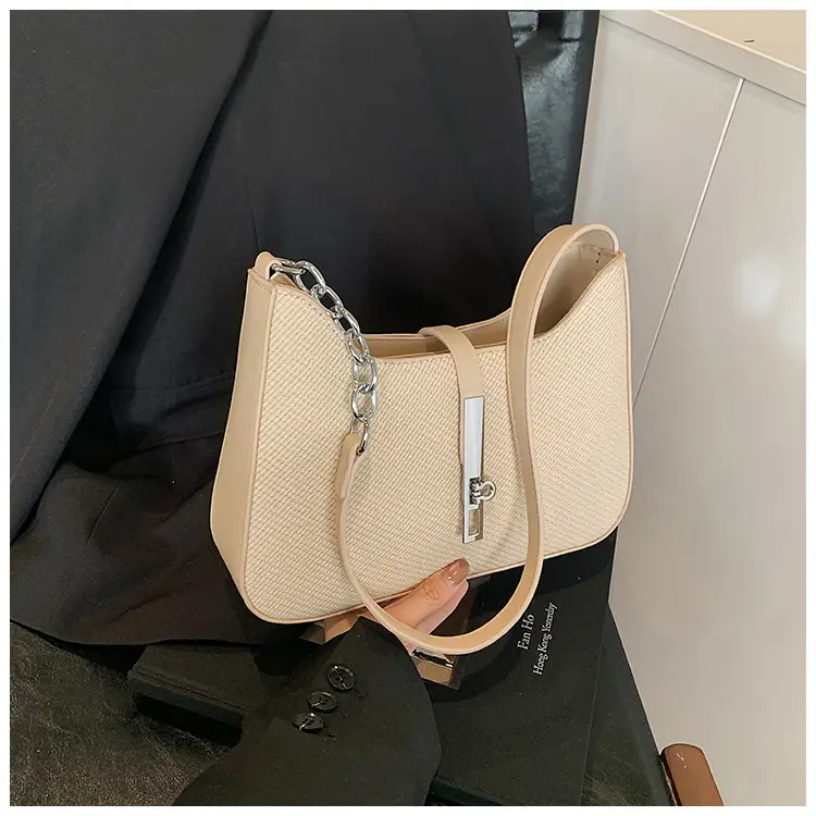 Black Textured Shoulder Bag with Chain Strap — feature 27