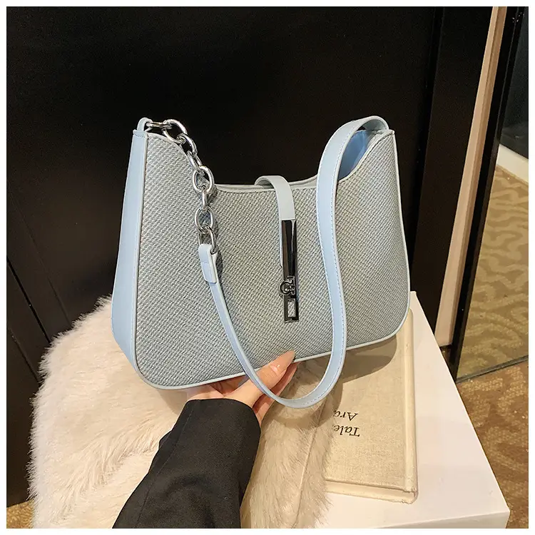 Black Textured Shoulder Bag with Chain Strap — feature 28