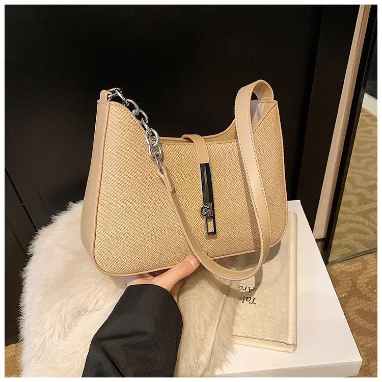 Black Textured Shoulder Bag with Chain Strap — feature 29