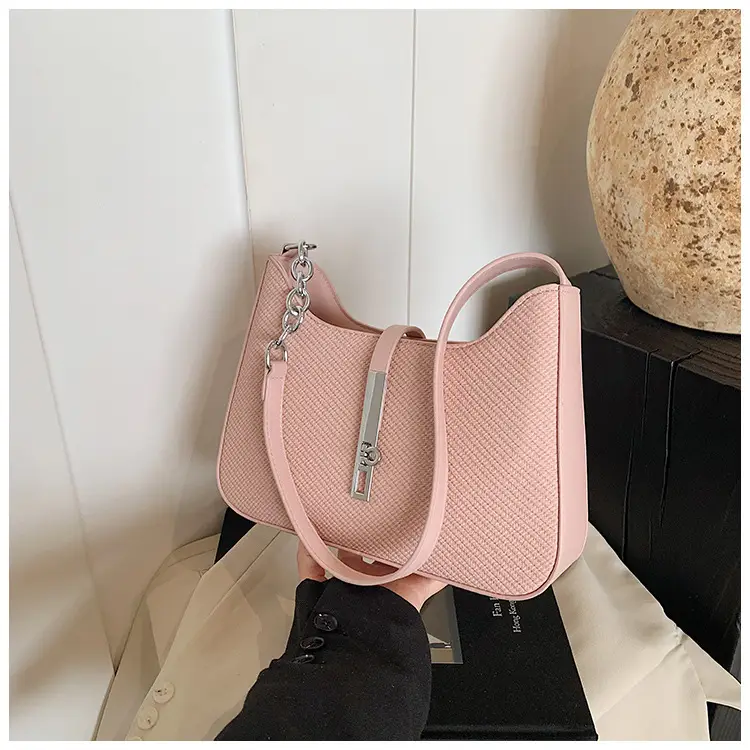 Black Textured Shoulder Bag with Chain Strap — feature 30