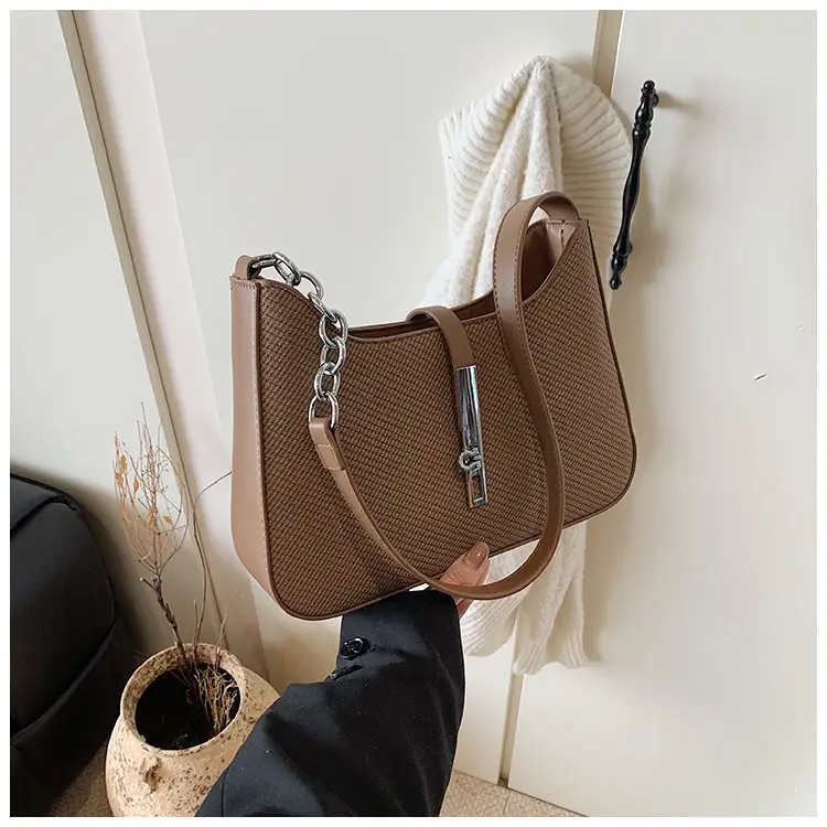 Black Textured Shoulder Bag with Chain Strap — feature 31