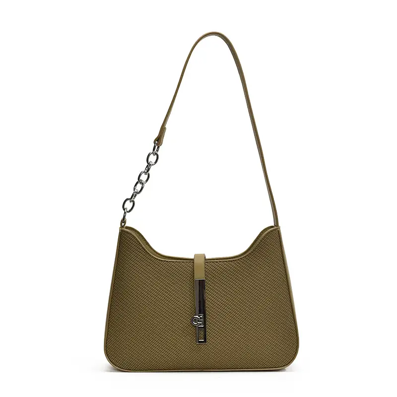 Black Textured Shoulder Bag with Chain Strap