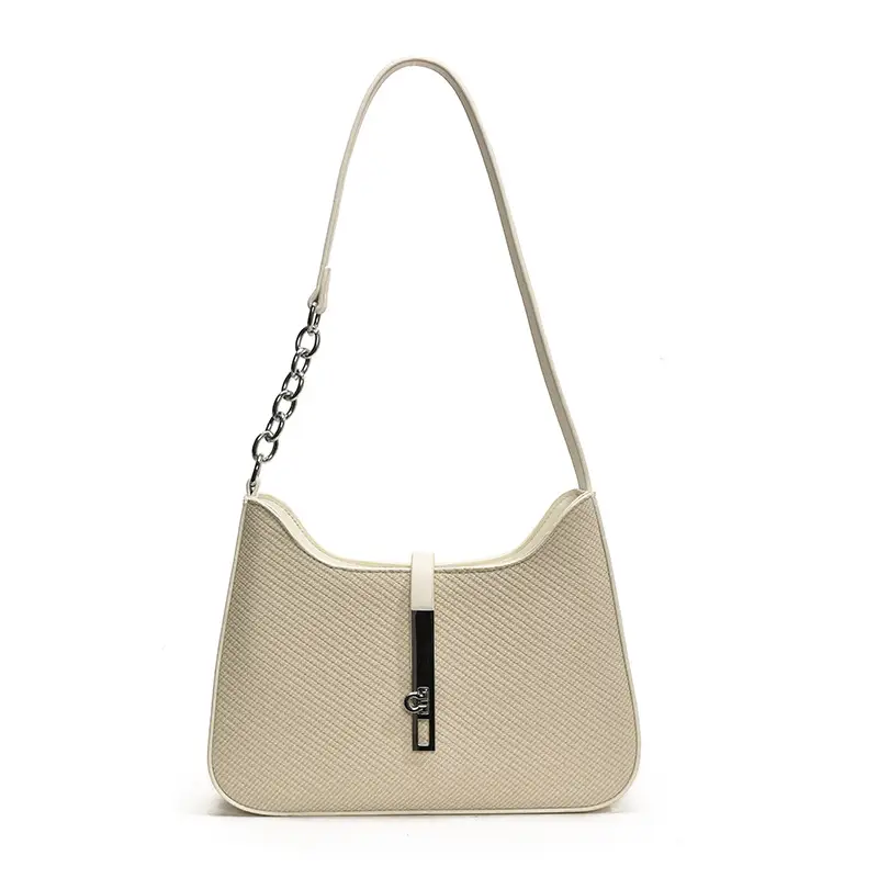 Black Textured Shoulder Bag with Chain Strap