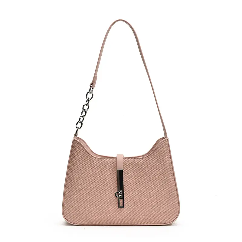 Black Textured Shoulder Bag with Chain Strap