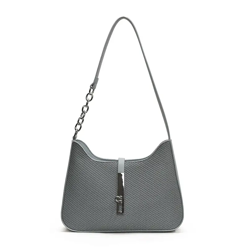 Black Textured Shoulder Bag with Chain Strap