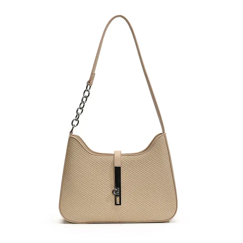 Black Textured Shoulder Bag with Chain Strap