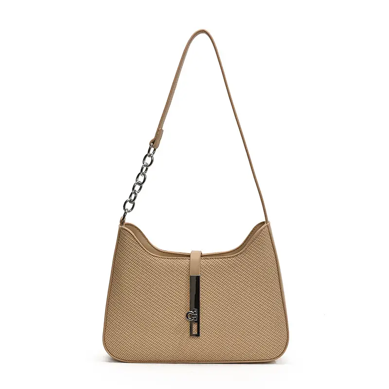Black Textured Shoulder Bag with Chain Strap