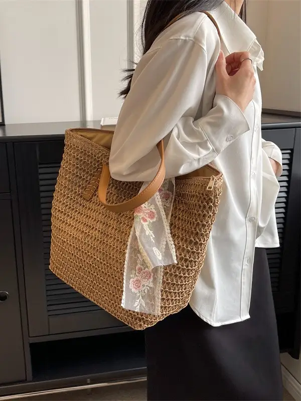 Women Straw Bag Large Capacity Shoulder Tote 2025 - Image 4