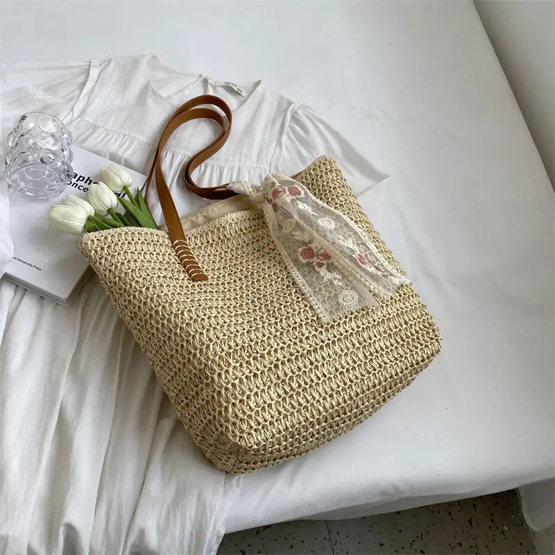 Women Straw Bag Large Capacity Shoulder Tote 2025 - Image 2