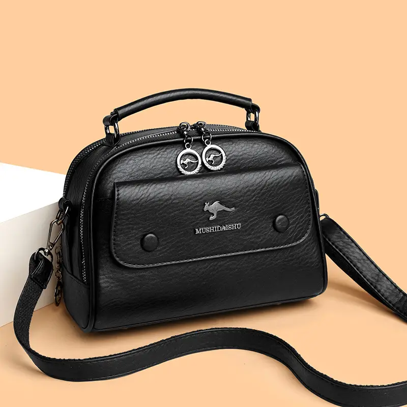 Black Lady's Shoulder Crossbody Bag with Logo - Image 5