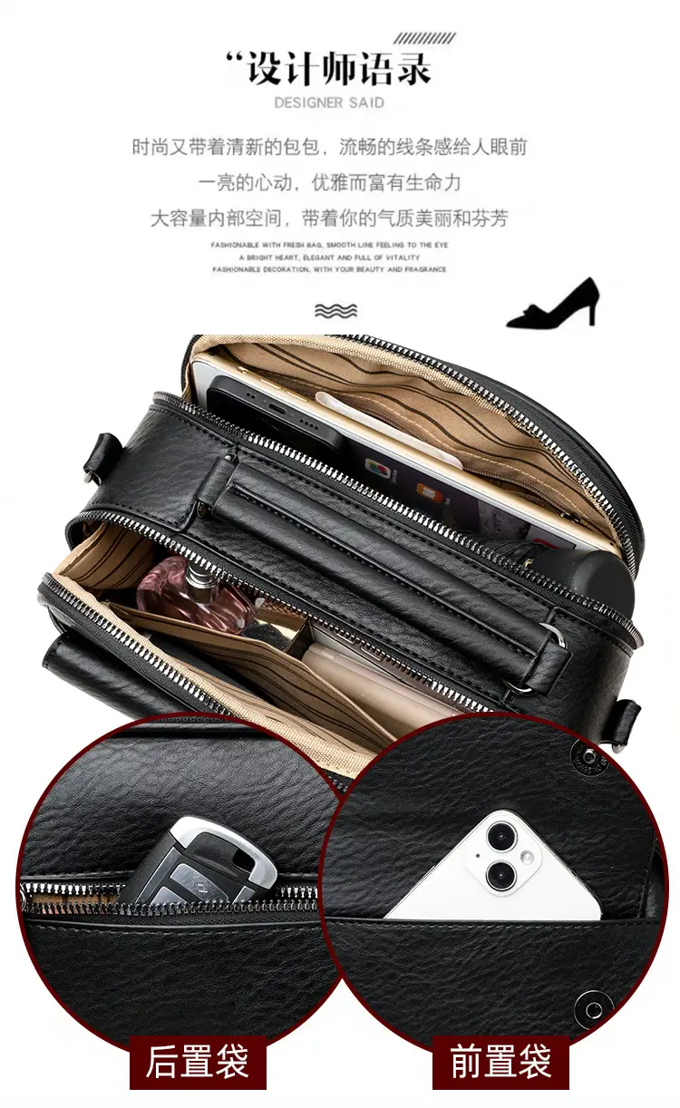 Black Lady's Shoulder Crossbody Bag with Logo — feature 10
