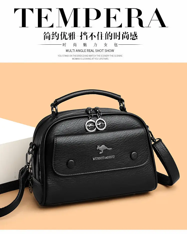 Black Lady's Shoulder Crossbody Bag with Logo — feature 11