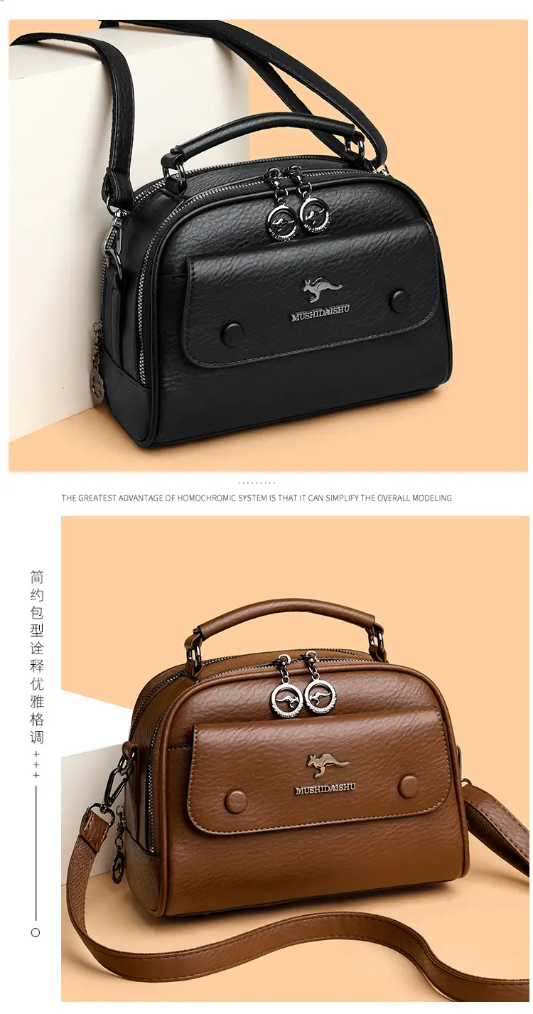 Black Lady's Shoulder Crossbody Bag with Logo — feature 13