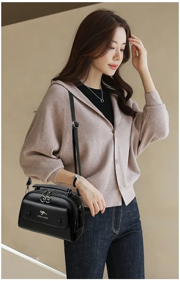 Black Lady's Shoulder Crossbody Bag with Logo — feature 15