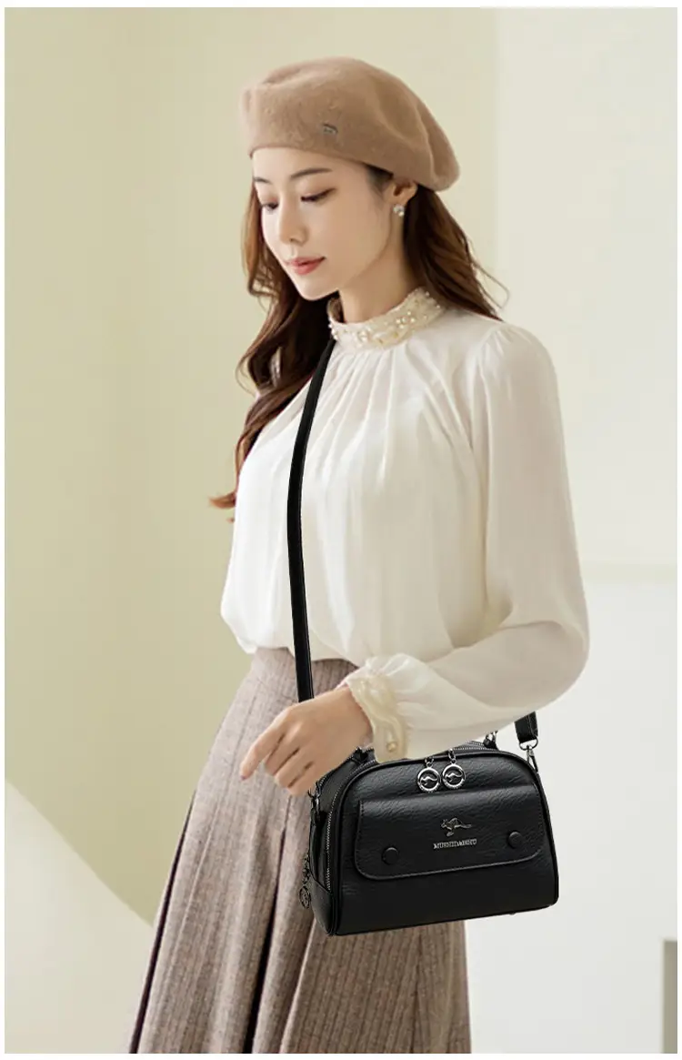 Black Lady's Shoulder Crossbody Bag with Logo — feature 16