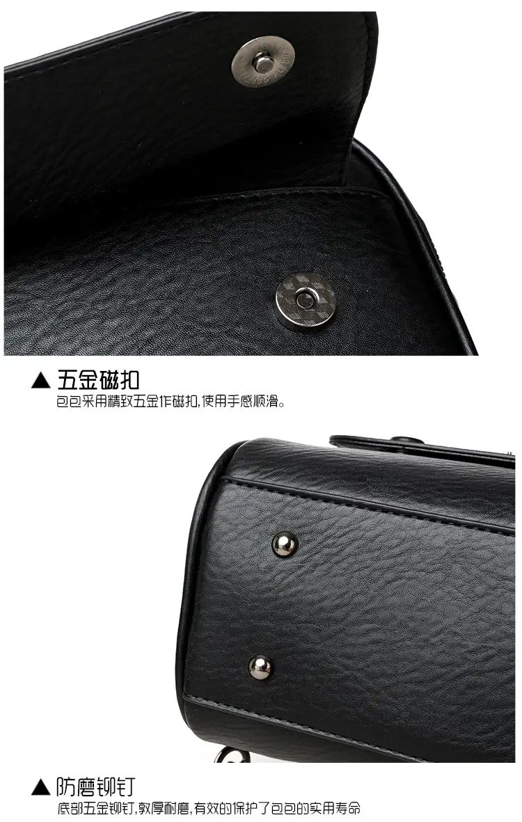 Black Lady's Shoulder Crossbody Bag with Logo — feature 26