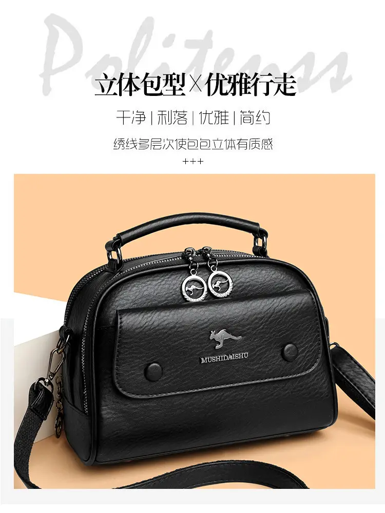 Black Lady's Shoulder Crossbody Bag with Logo — feature 7
