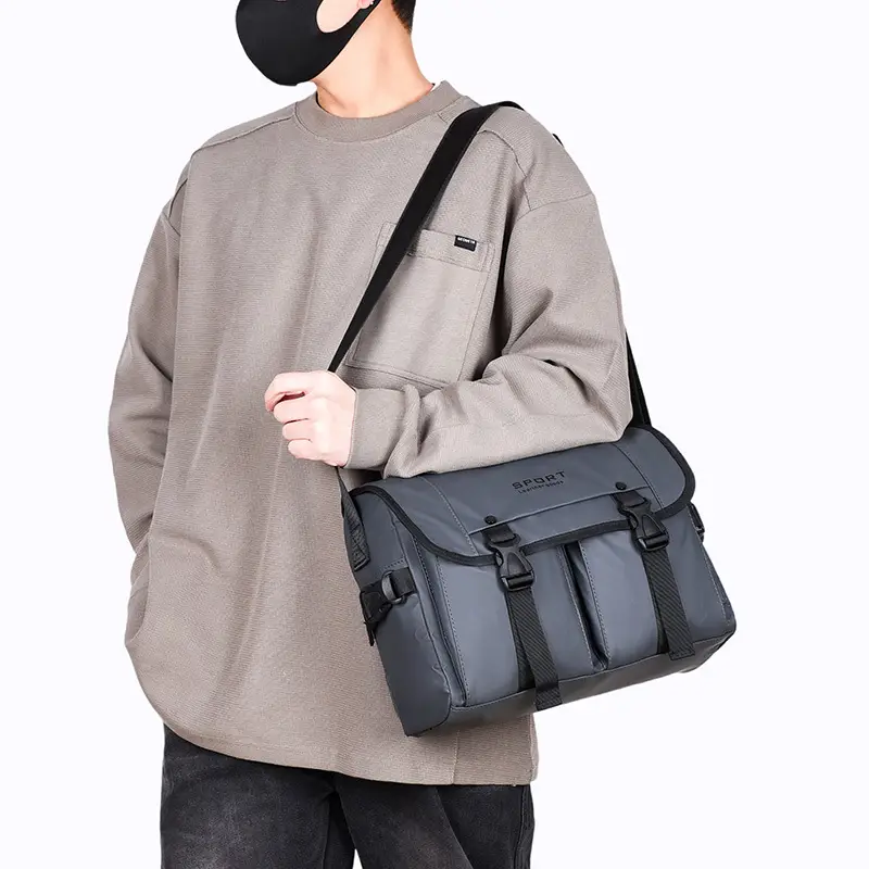 Men's Olive Green Shoulder Bag with 5 Pockets