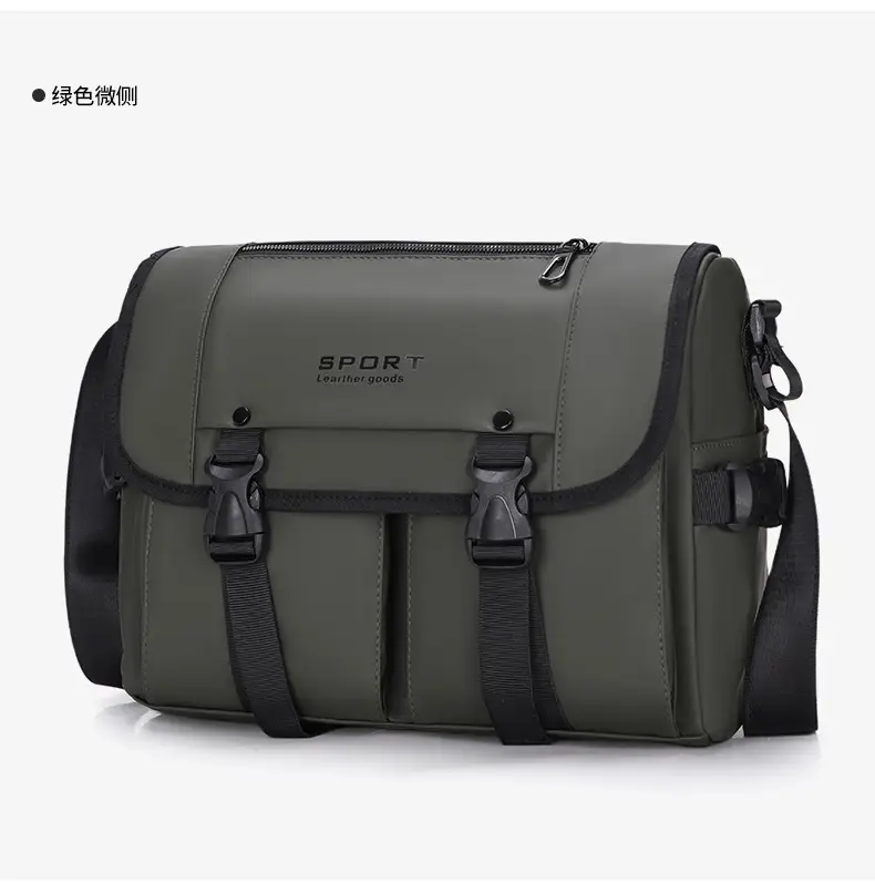 Men's Olive Green Shoulder Bag with 5 Pockets — feature 15