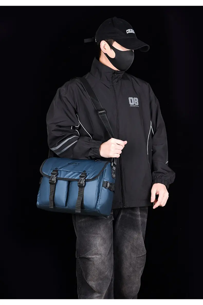 Men's Olive Green Shoulder Bag with 5 Pockets — feature 27