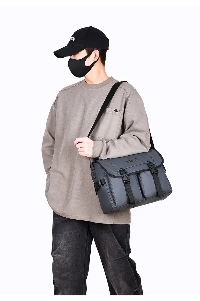Men's Olive Green Shoulder Bag with 5 Pockets — feature 37