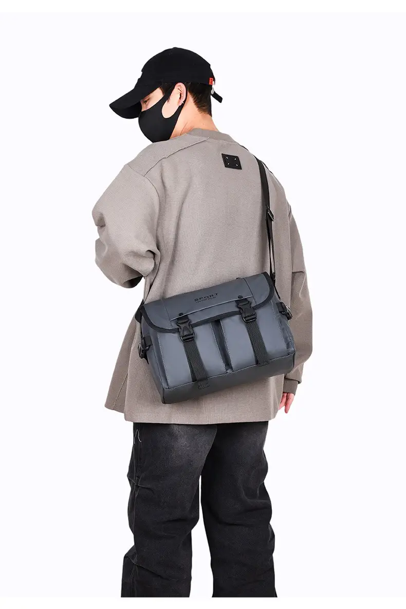 Men's Olive Green Shoulder Bag with 5 Pockets — feature 38