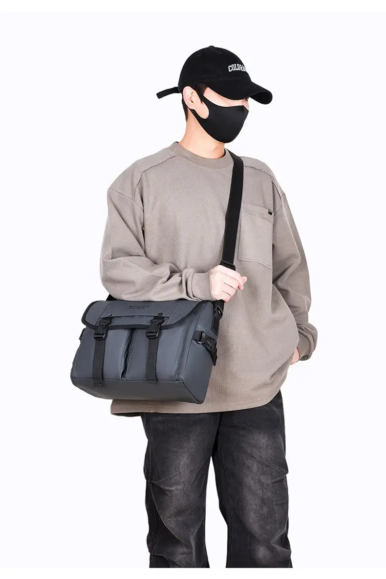 Men's Olive Green Shoulder Bag with 5 Pockets — feature 39