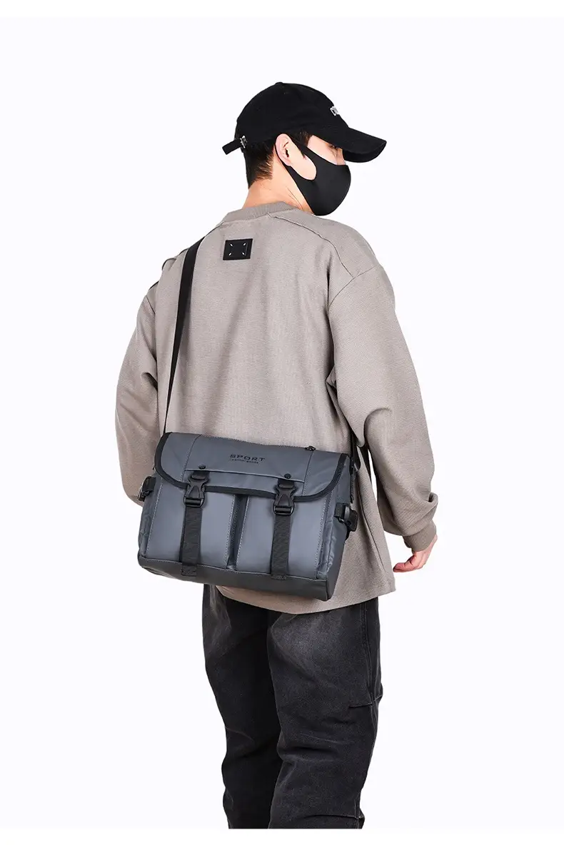 Men's Olive Green Shoulder Bag with 5 Pockets — feature 40